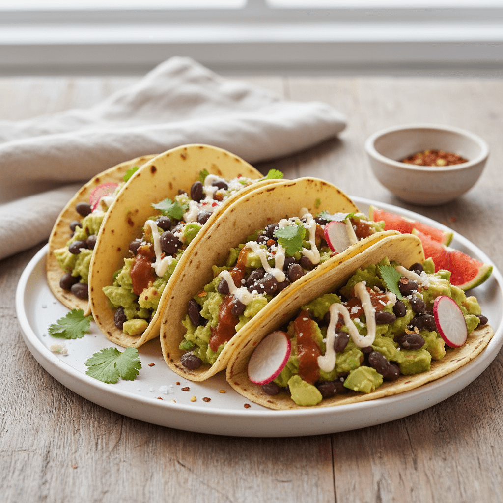 Spicy Avocado and Black Bean Tacos