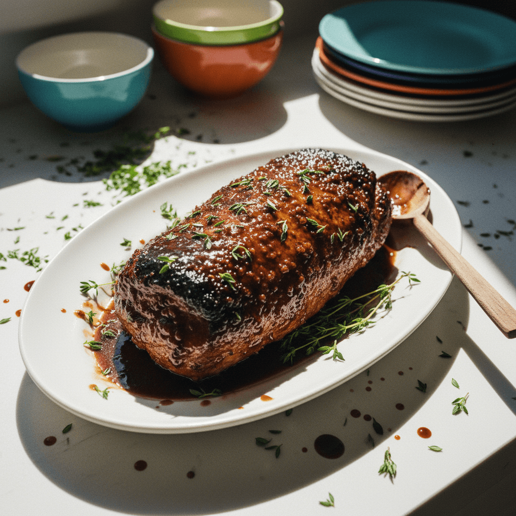 Crockpot Brown Sugar Balsamic Glazed Pork Tenderloin