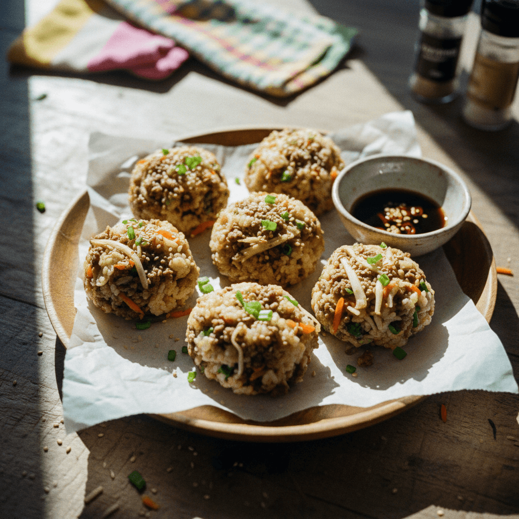 Soegogi Jumeokbap (Bolas de Arroz con Carne de Res)