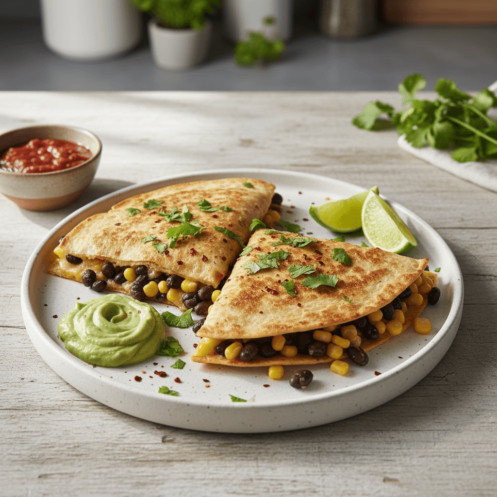 Speedy Black Bean and Corn Quesadillas