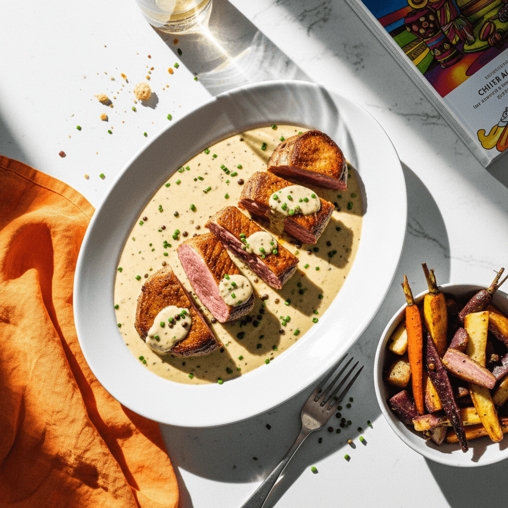 Duck Breast with Creamy Peppercorn Sauce