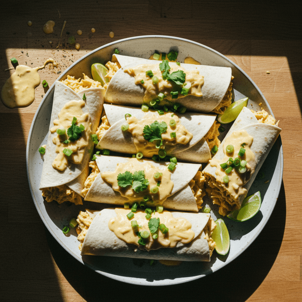 Cheesy Crockpot Chicken Burritos