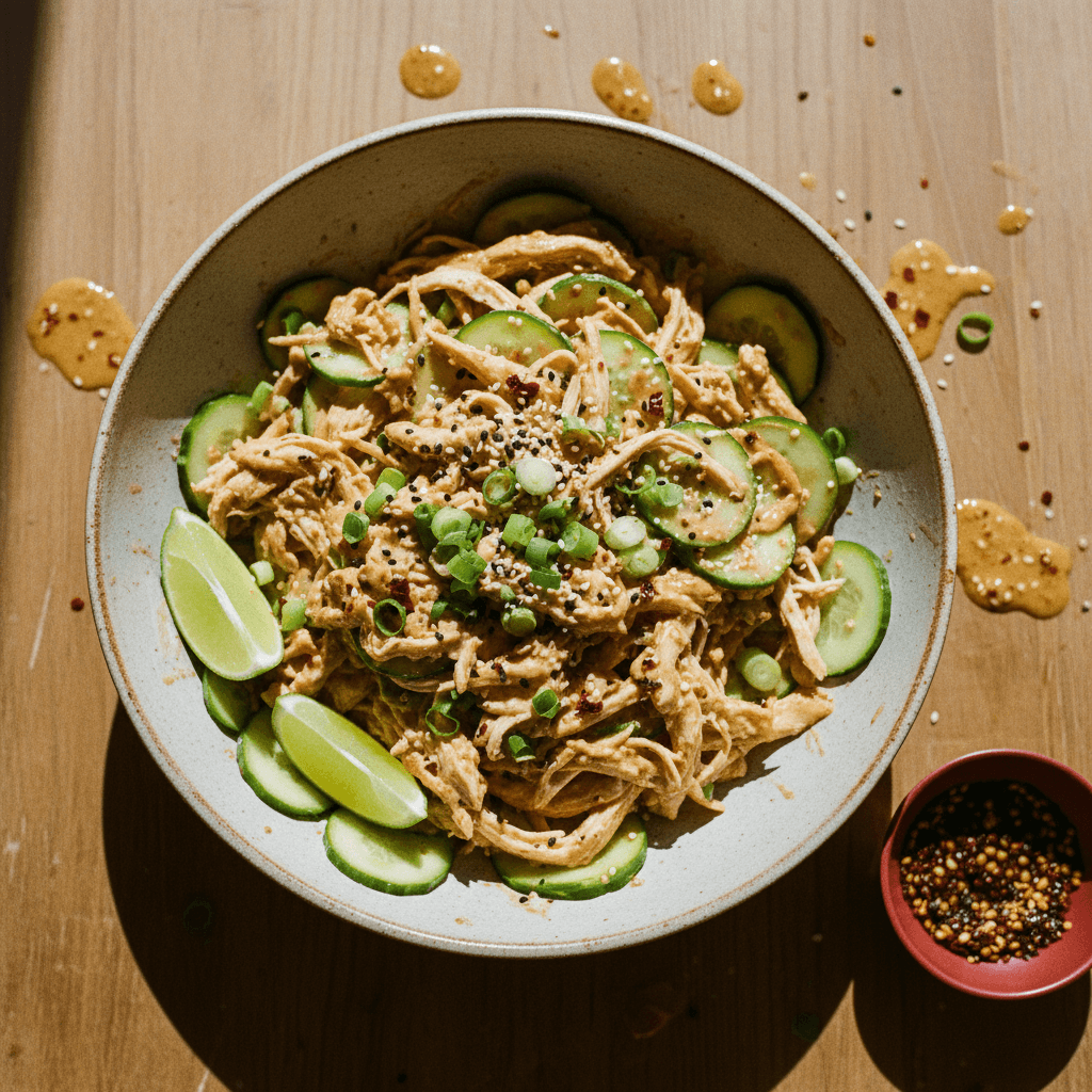 Peanut Satay Cucumber Chicken Salad