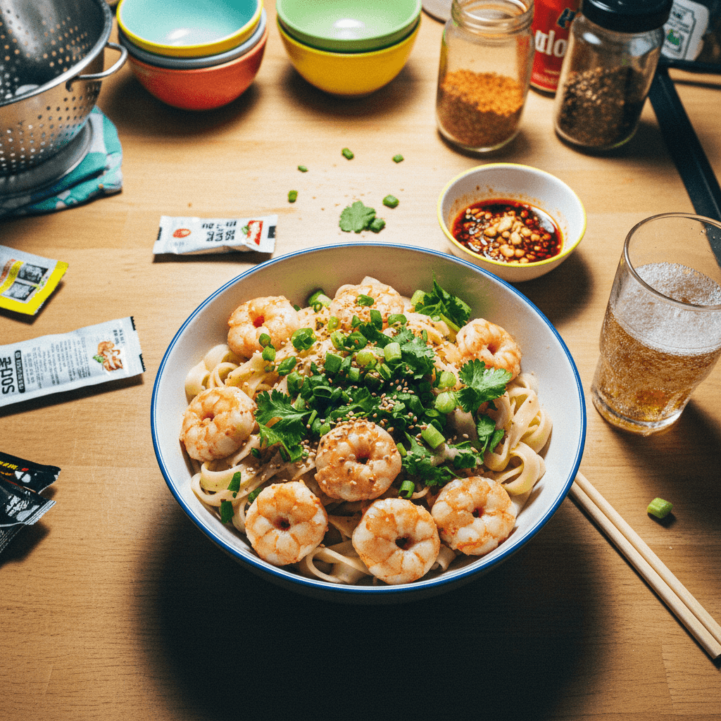 Shrimp Paste Wide Noodles