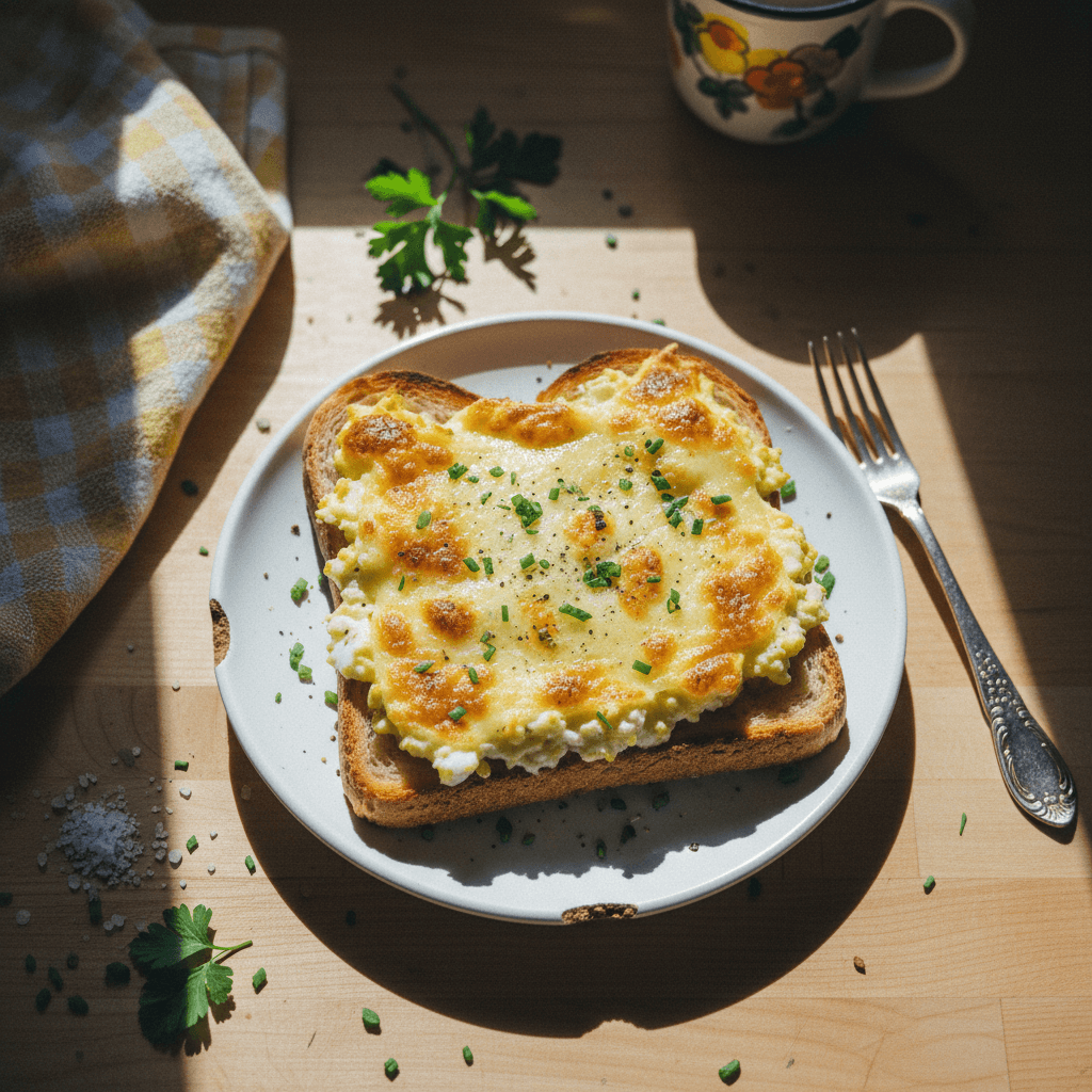 Torrada de Ovo e Queijo Gratinado