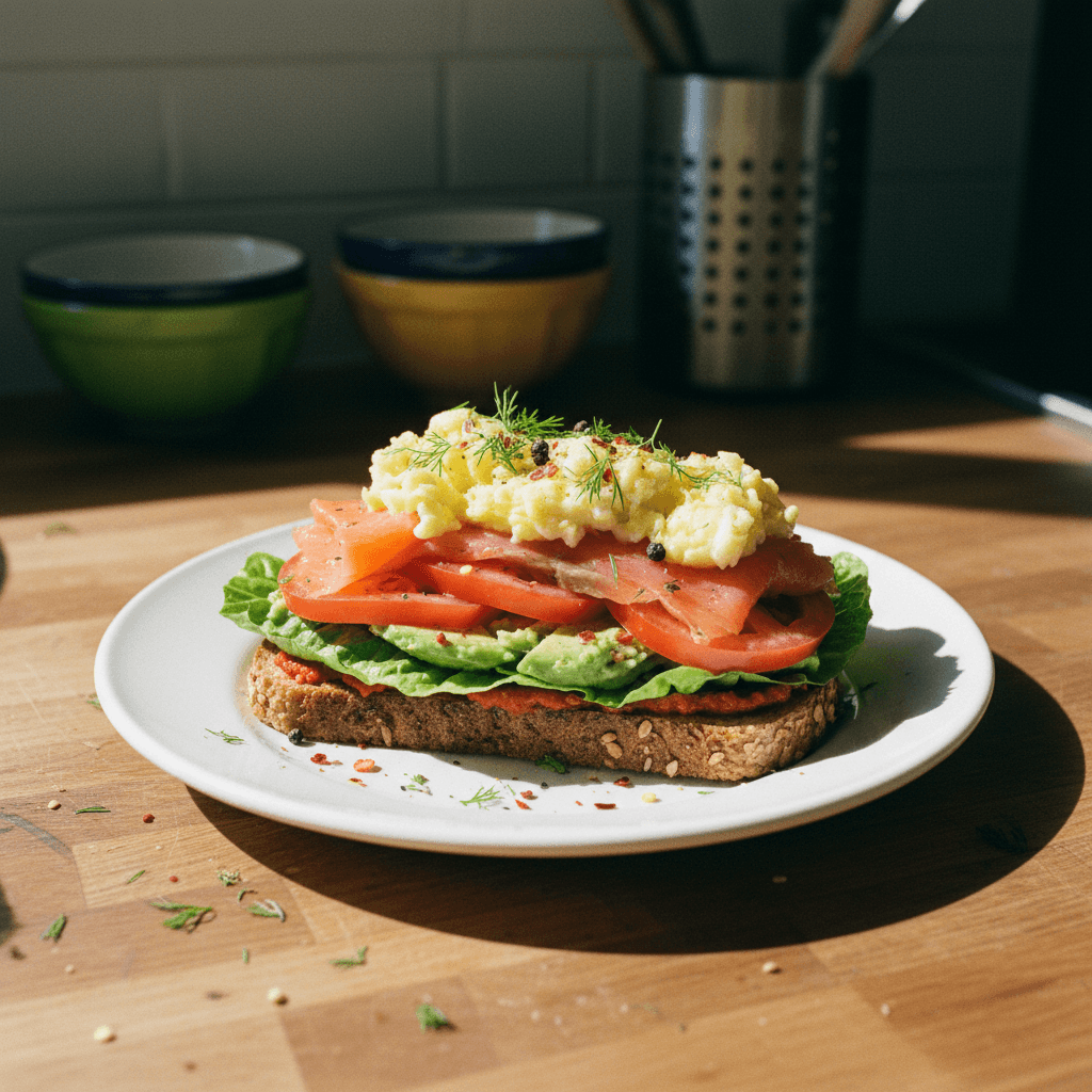 Spicy Smoked Salmon & Harissa Toast Sandwich