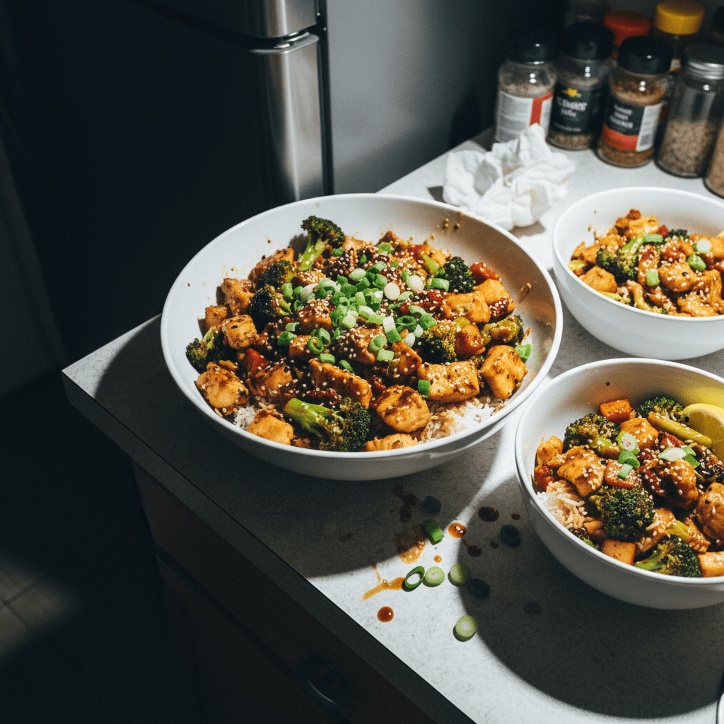 Garlic Broccoli Chicken Stir-Fry with Rice