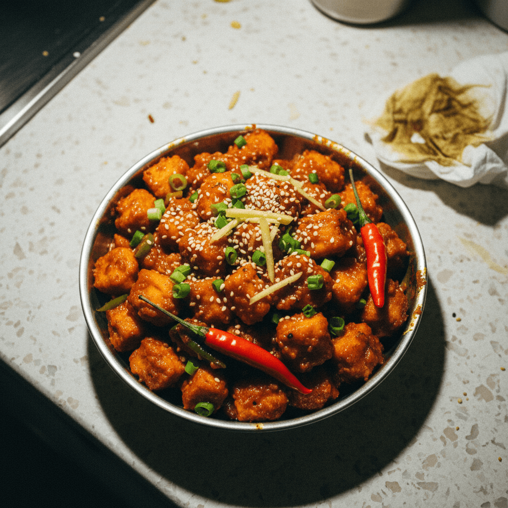 Street-Style Chilli Soya Chunks (Gravy)