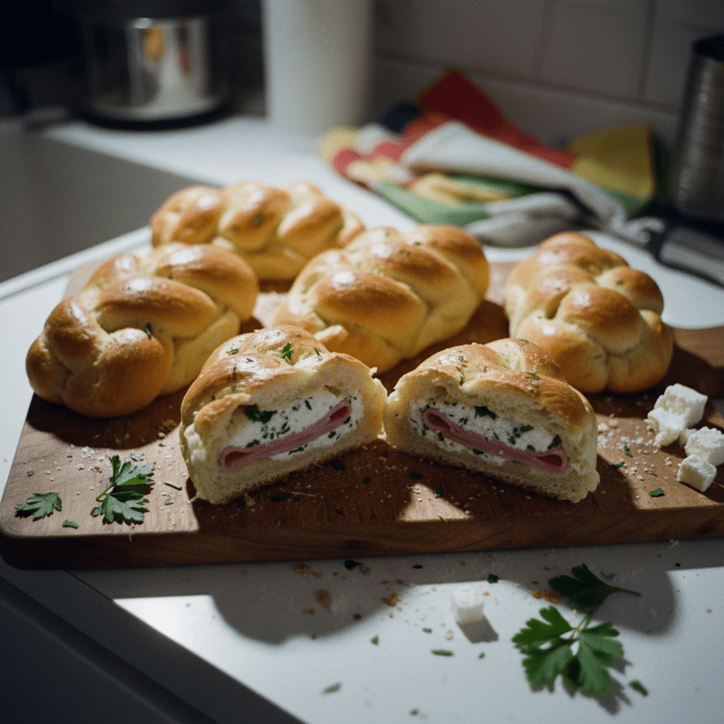 Braided Stuffed Bread Rolls