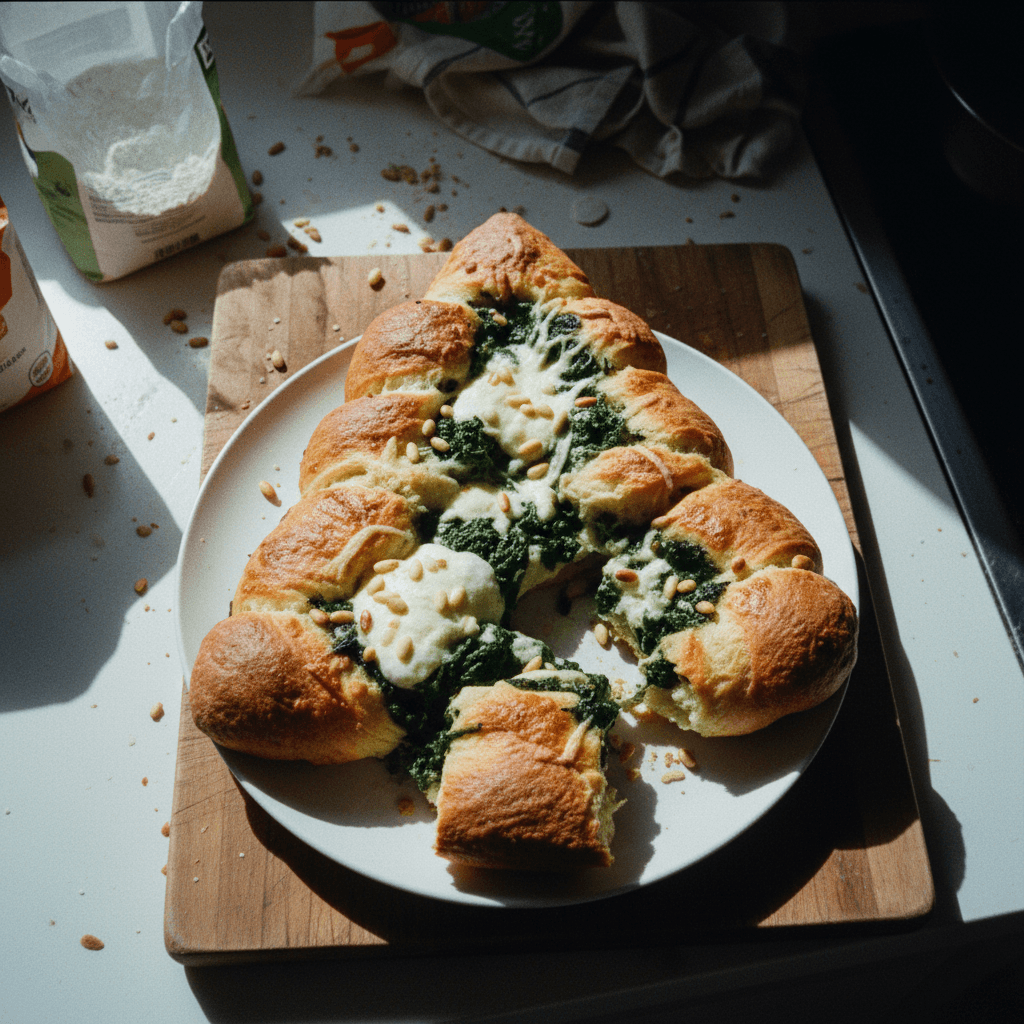Spinach and Cheese Christmas Tree Pull-Apart Bread