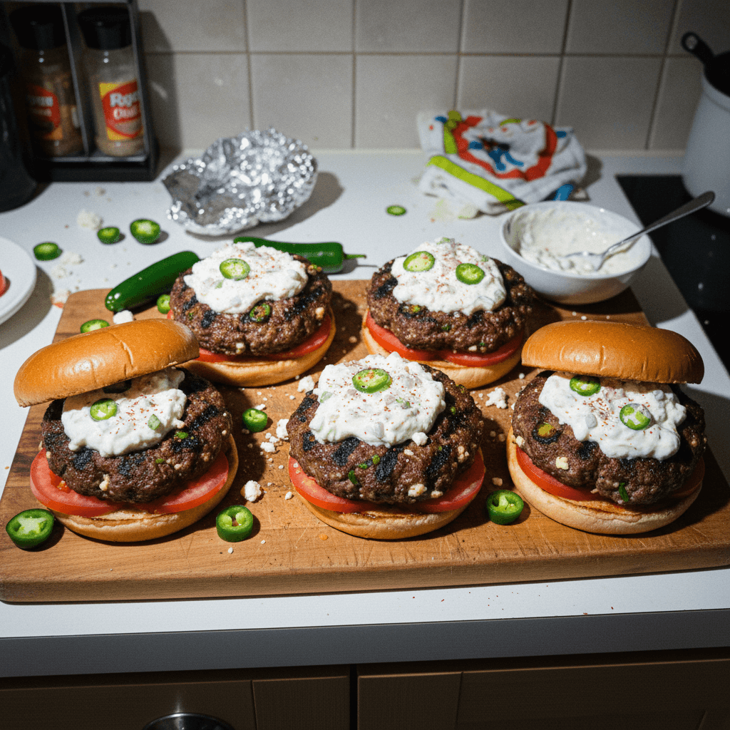 Spicy Beef Feta Burgers