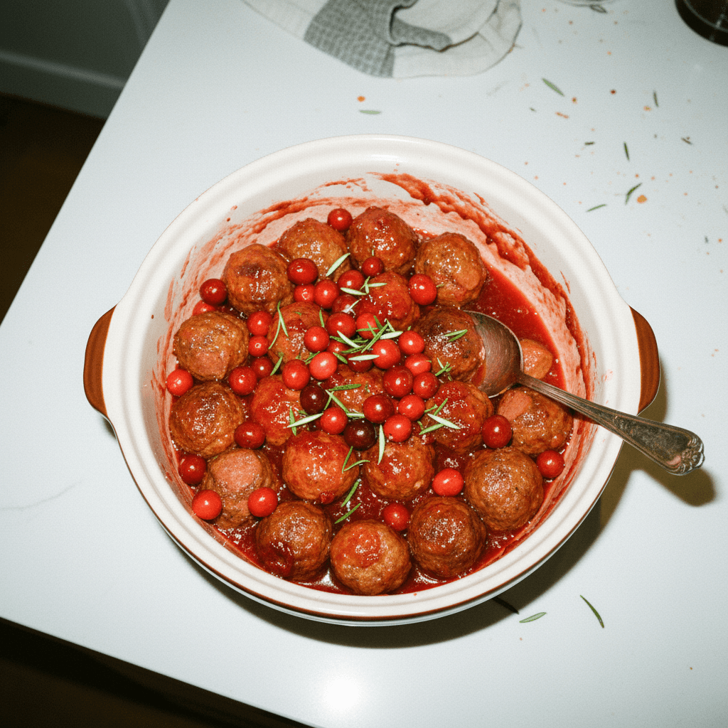 Tangy Cranberry Glazed Kielbasa Meatballs