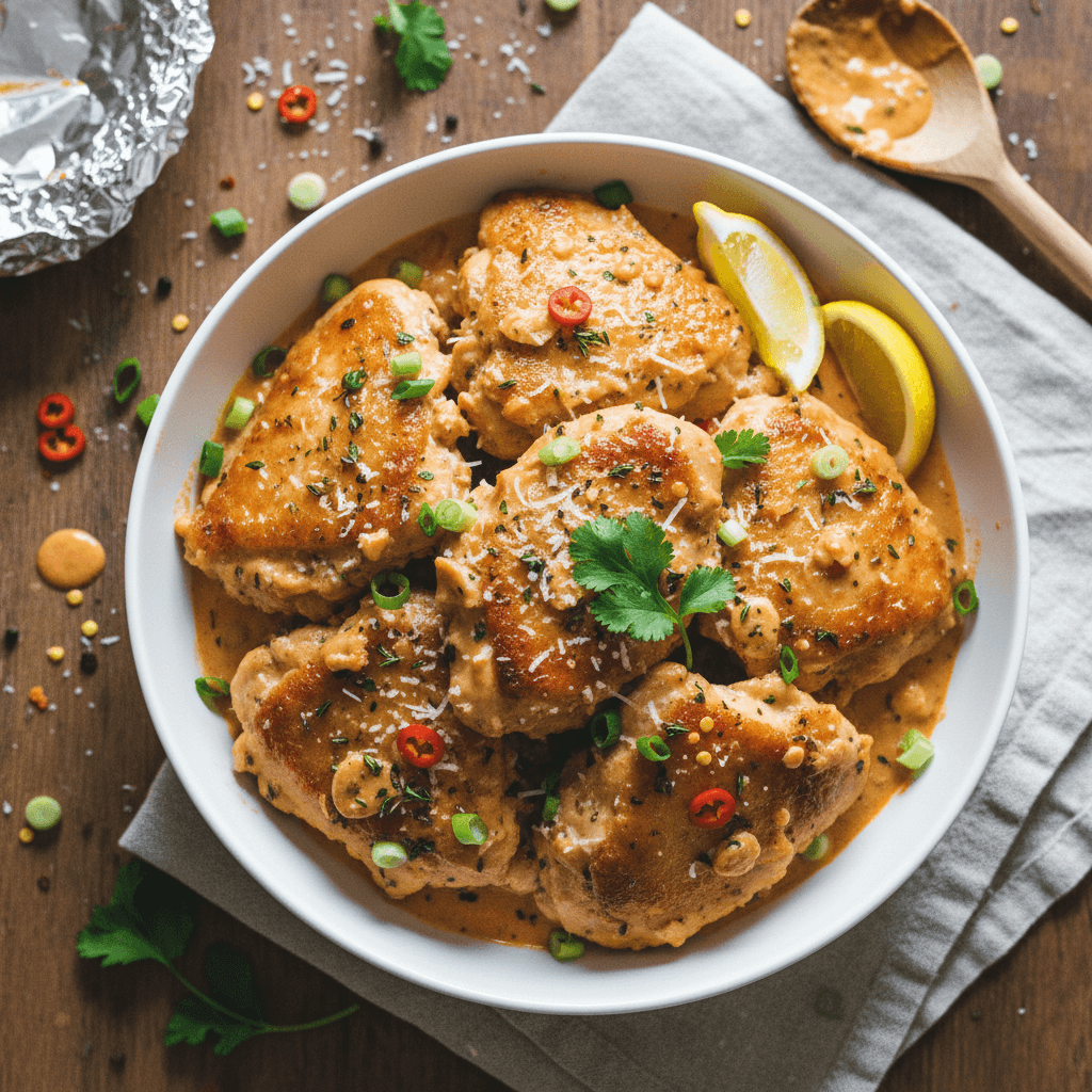 Creamy Garlic Herb Cajun Chicken Thighs