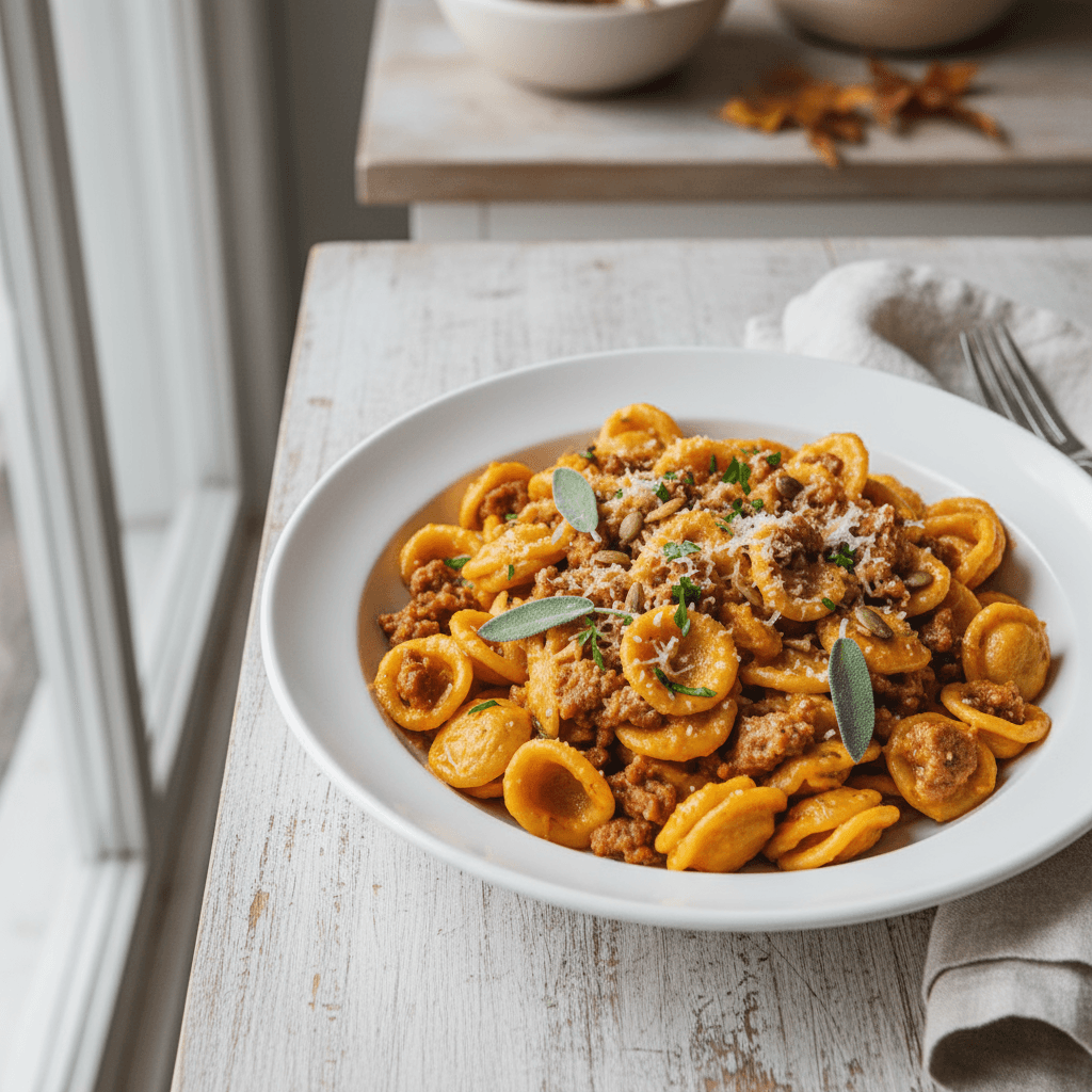 Spiced Pumpkin and Sausage Pasta