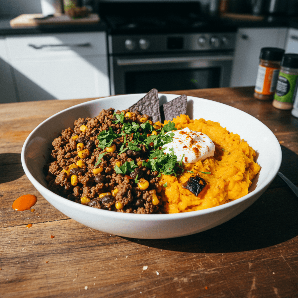 Taco Beef & Sweet Potato Mash