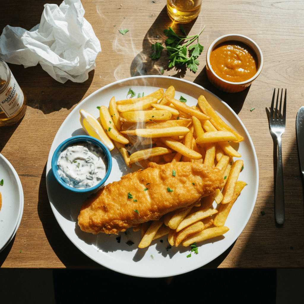 British Fish & Chips with Homemade Tartare Sauce