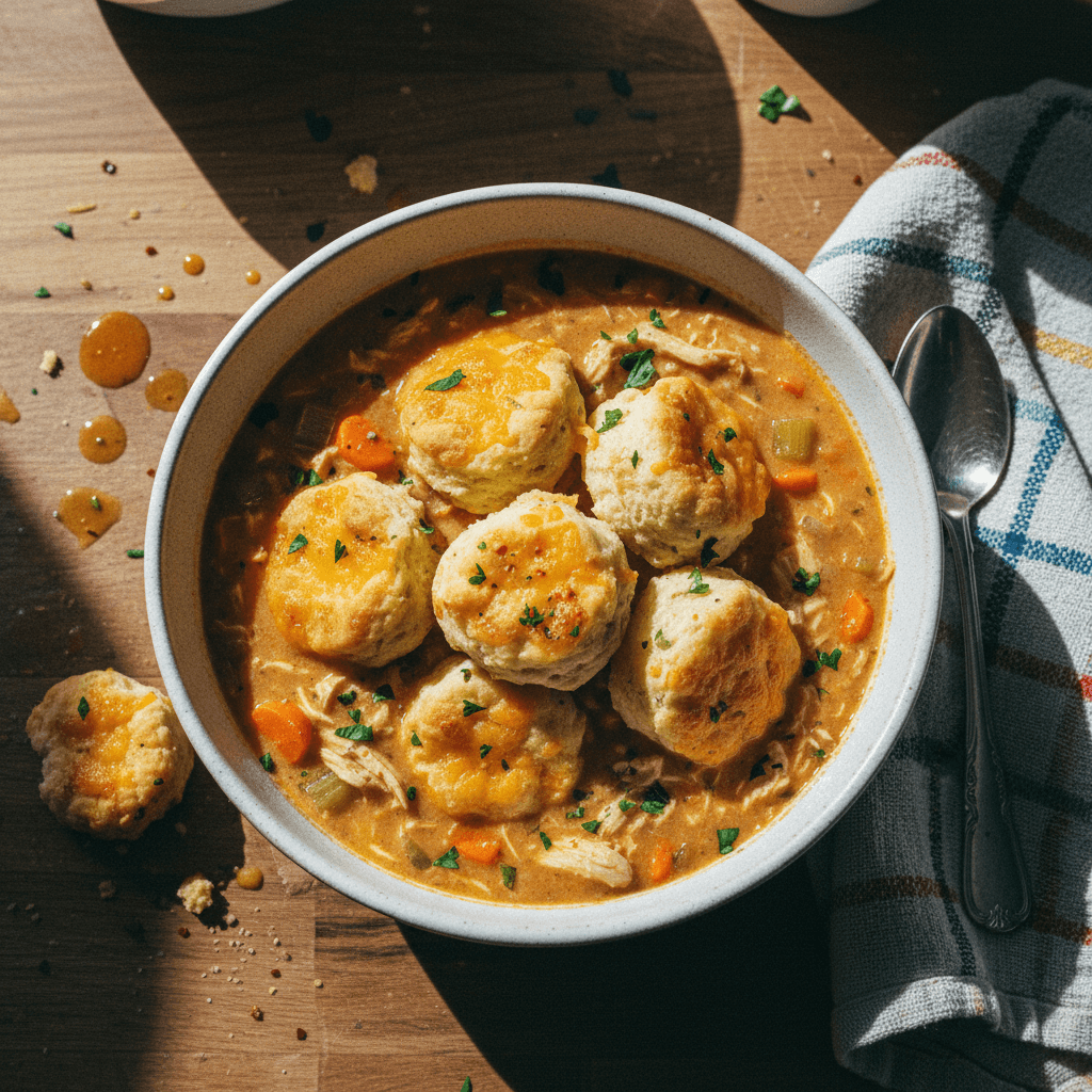 Cajun Chicken & Cheddar Bay Biscuit Soup
