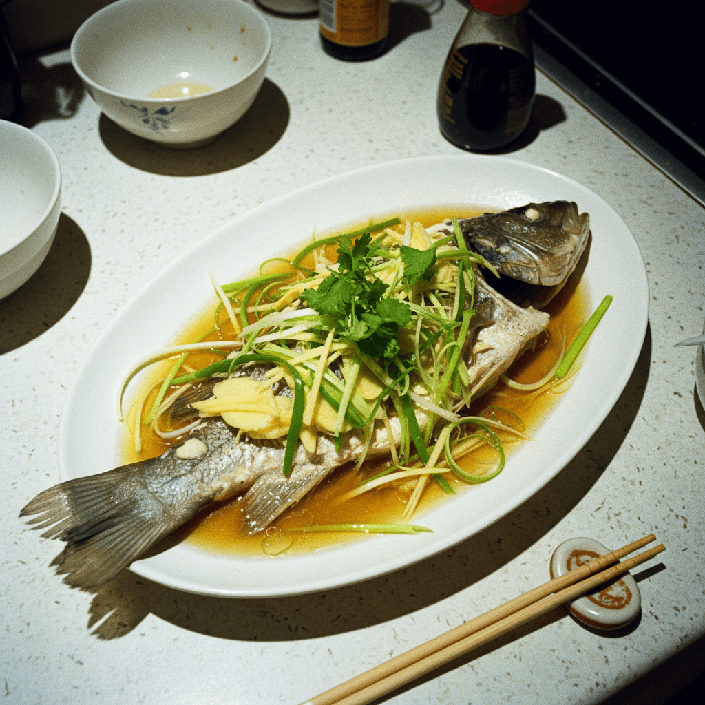 Steamed Fish with Ginger and Scallions