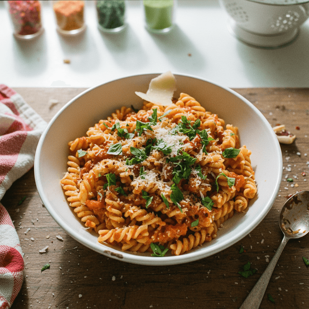 Air Fryer Roasted Tomato and Garlic Pasta
