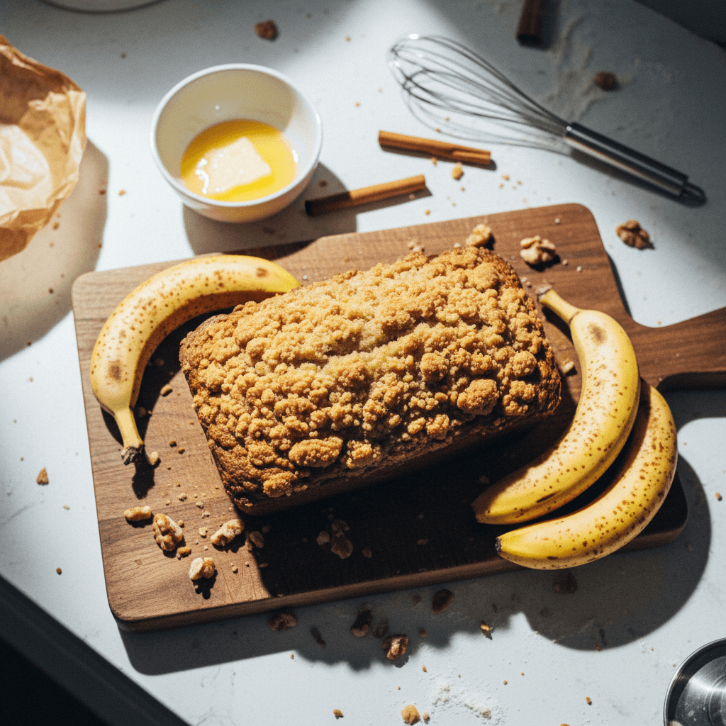 Browned Butter Banana Bread with Cinnamon Crumble