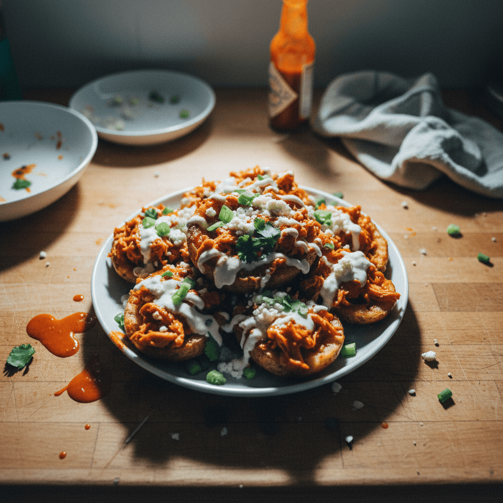 Spicy Buffalo Chicken Potato Skins