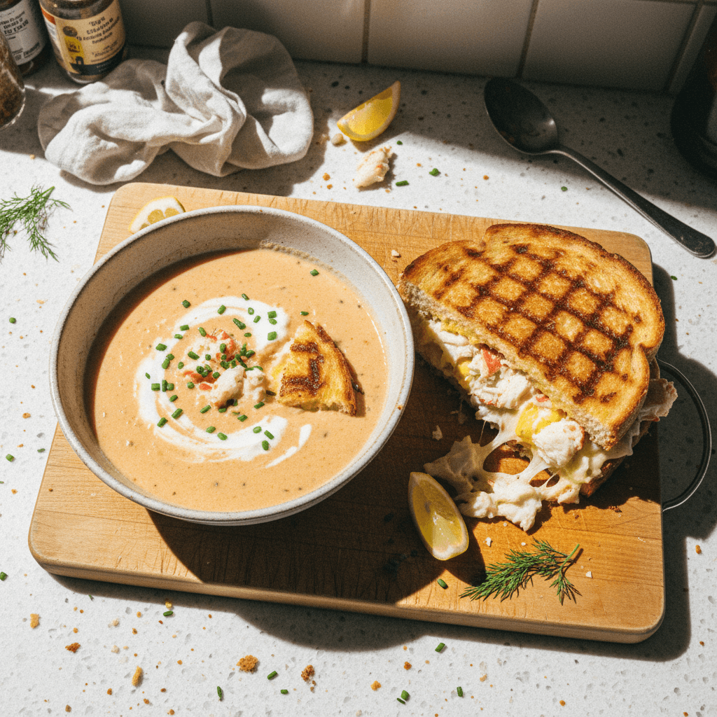 Jumbo Crab Grilled Cheese & Bisque