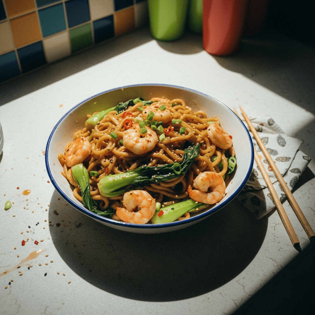 Shrimp and Bok Choy Shanghai Noodles
