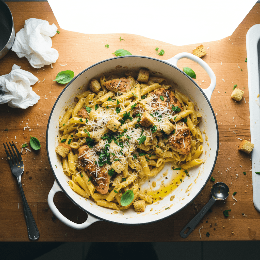 One Pot Garlic Parmesan Chicken Pasta