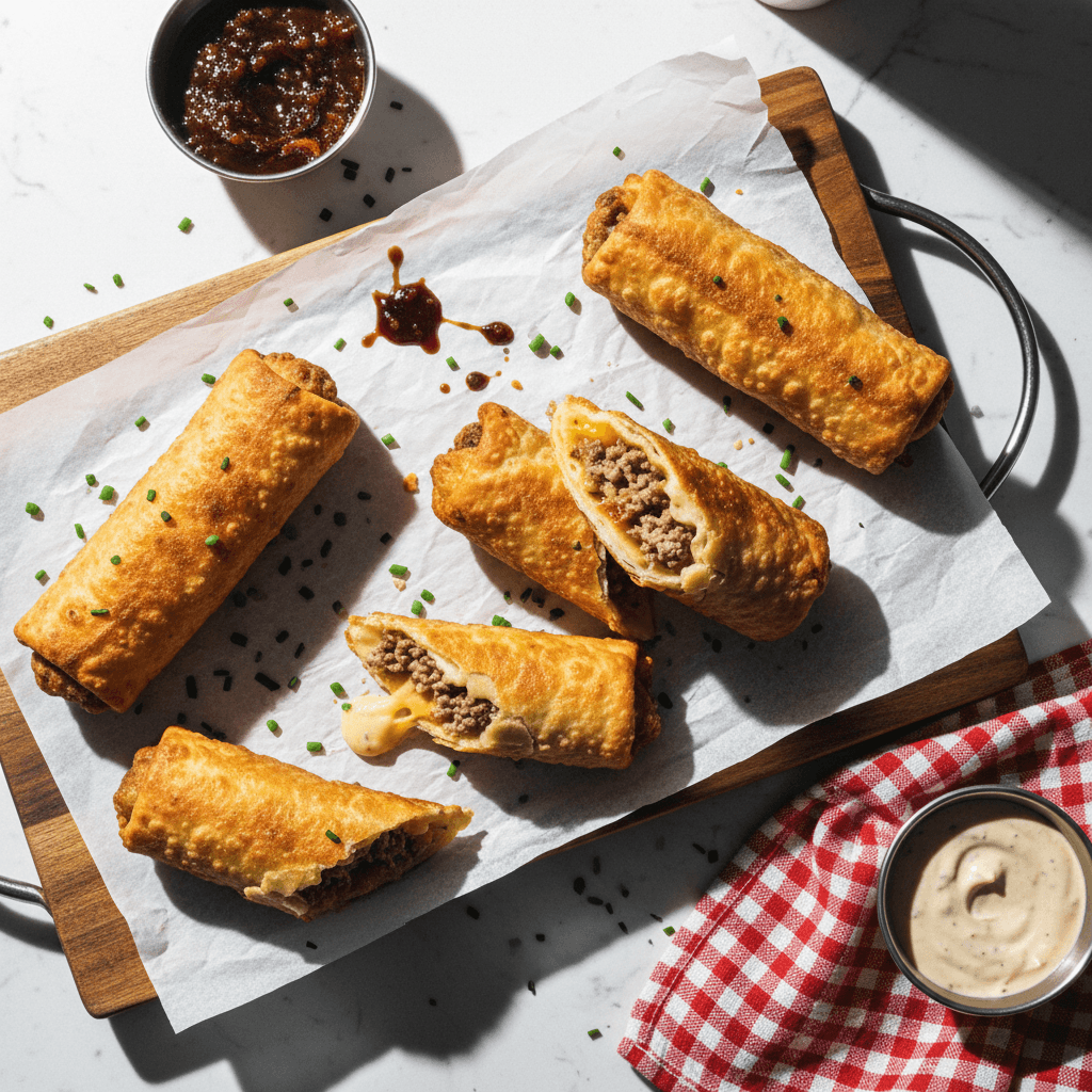 Bacon Jam Cheeseburger Eggrolls