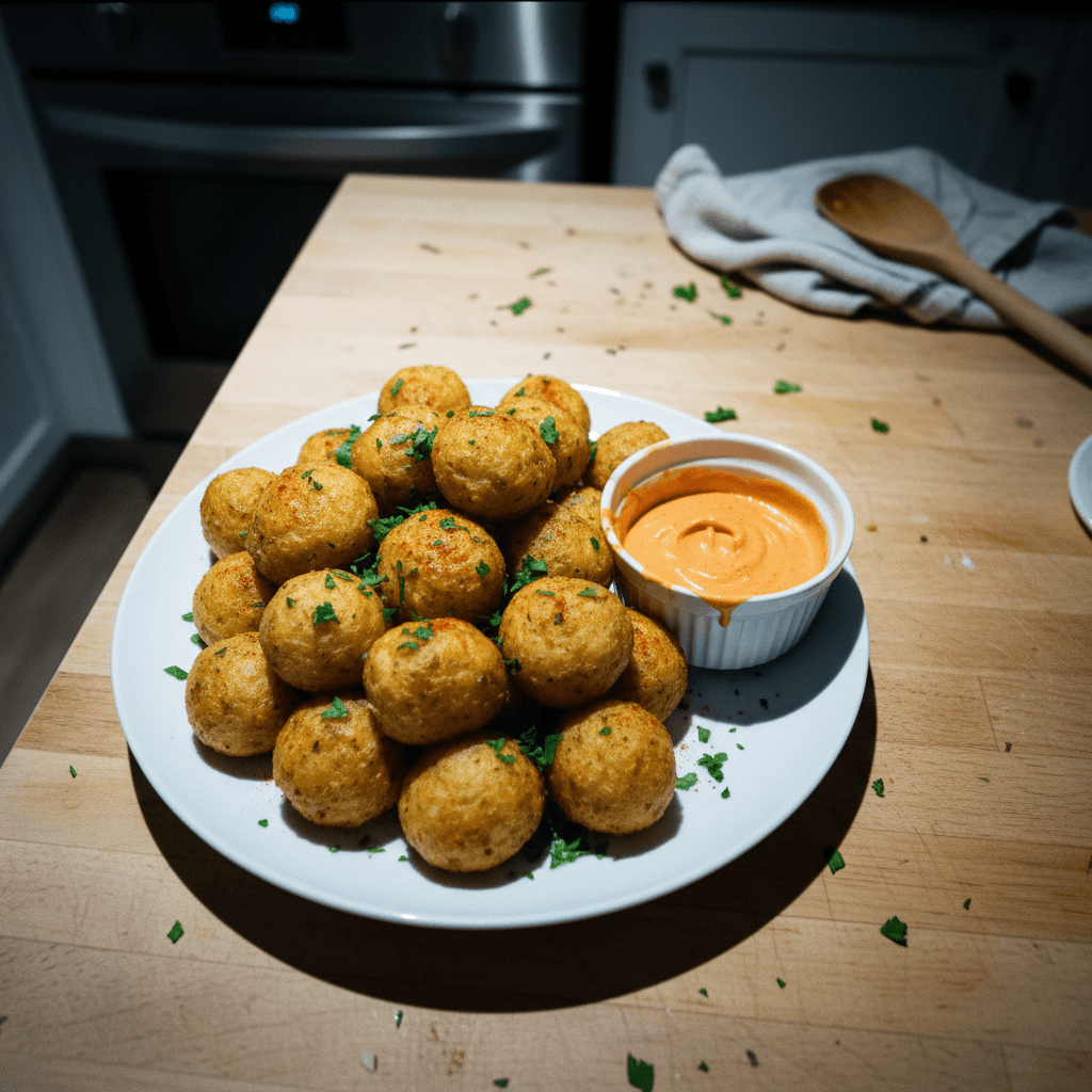 Crispy Potato Balls with Sriracha Mayo