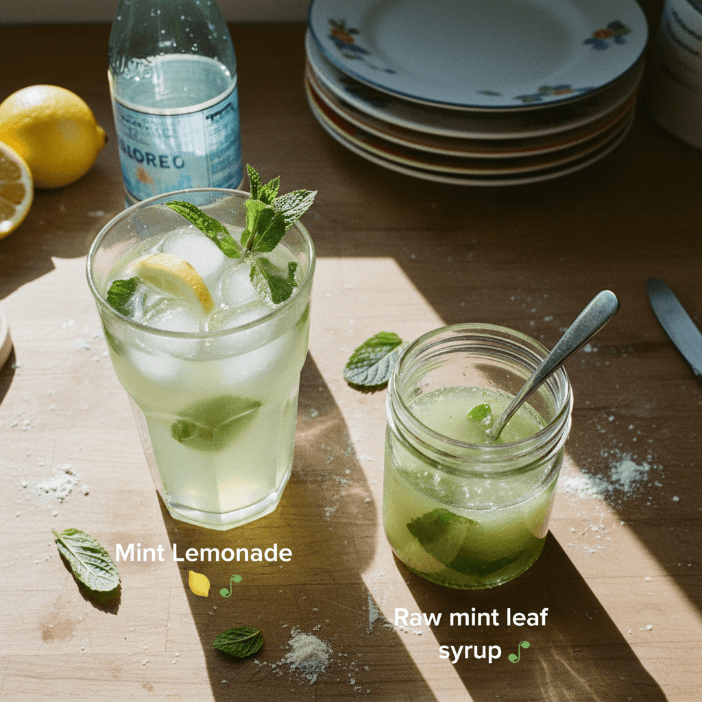 Raw Mint Leaf Syrup & Mint Lemonade