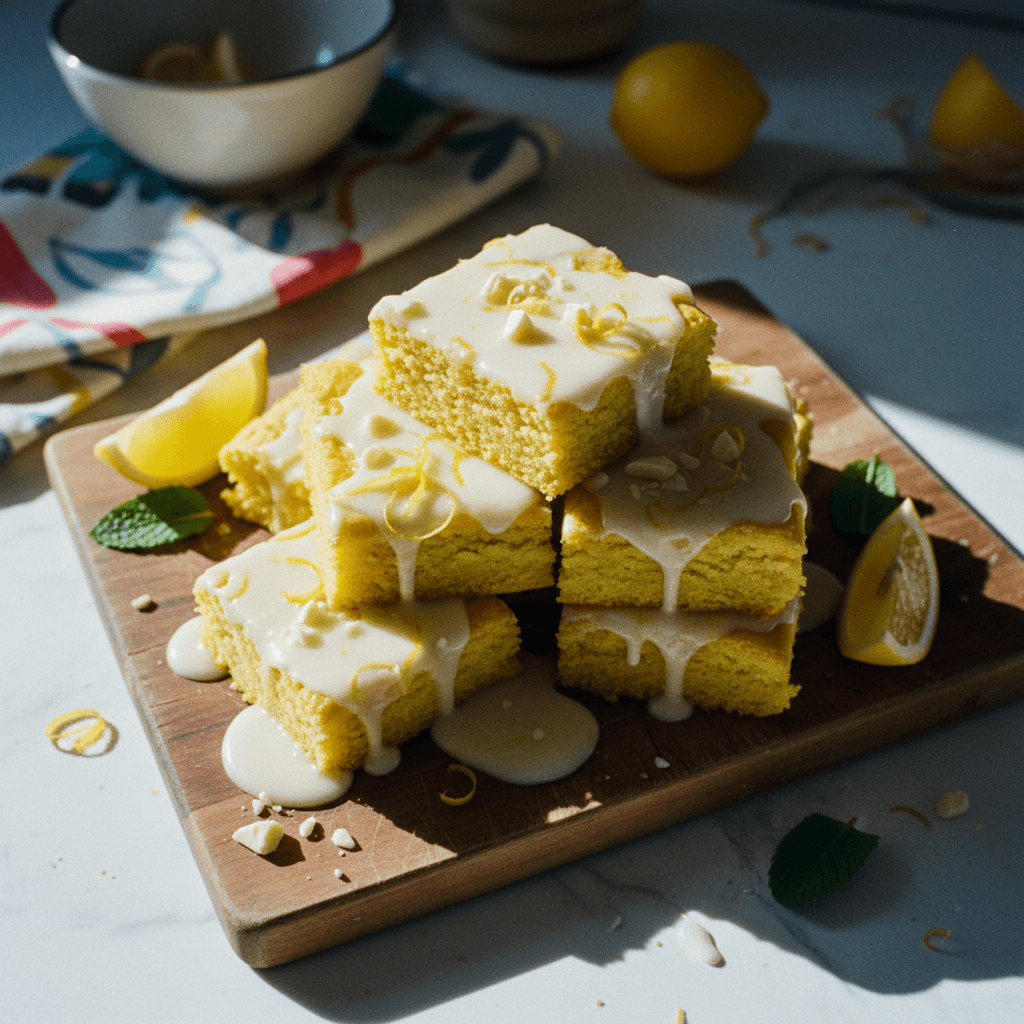 Fudgy Lemon Brownies with Lemon Glaze