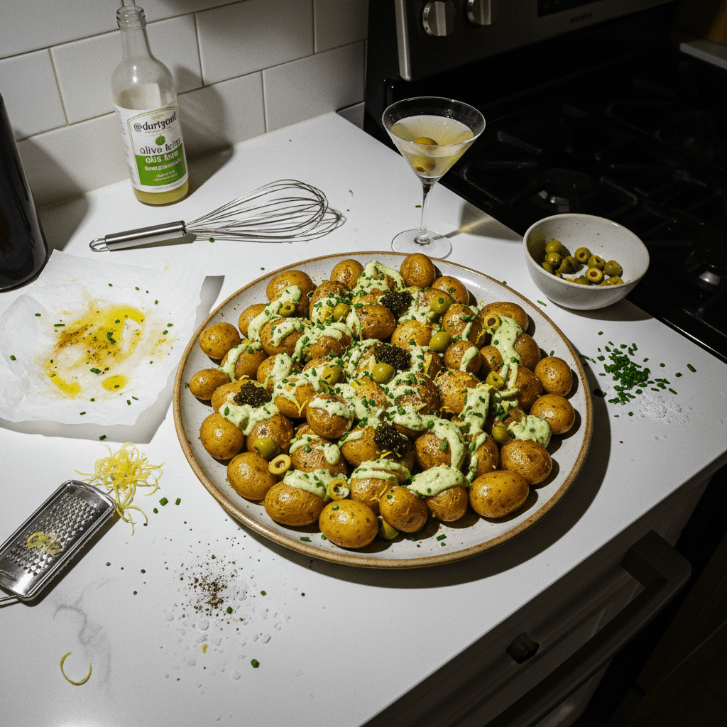 Cocktail-Hour Potatoes with Dirty Gurl Martini Aioli