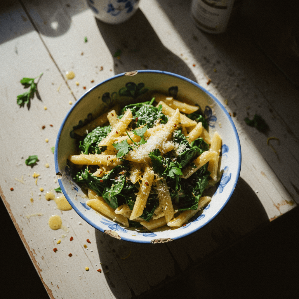 Lemon Garlic Butter Pasta with Greens