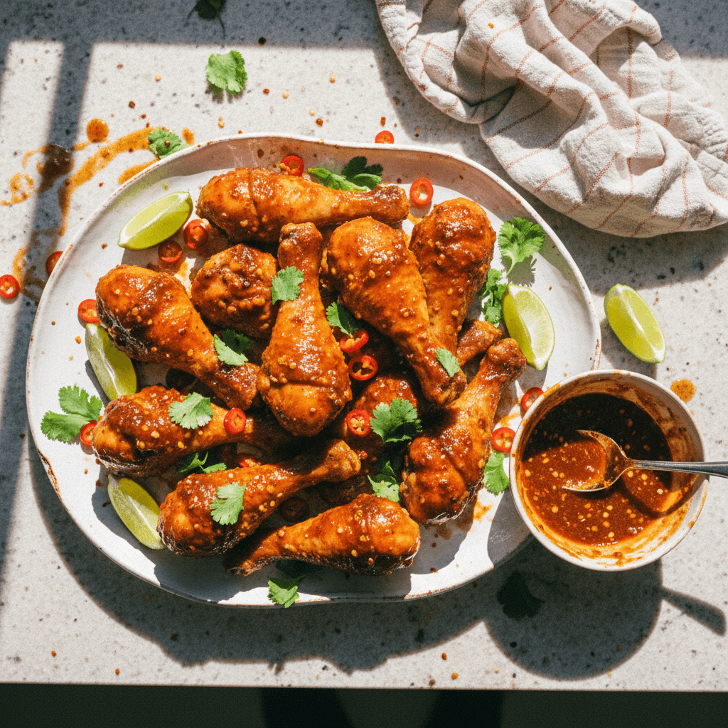 Honey Sriracha Glazed Drumsticks