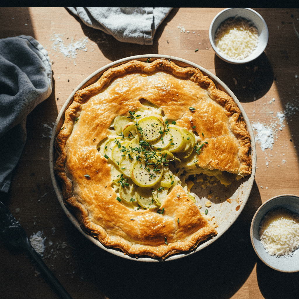 Leek, Cheese and Potato Pie