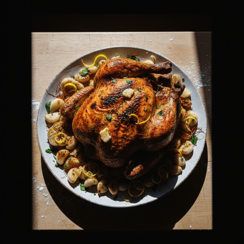 Juicy Garlic Berbere Roast Chicken