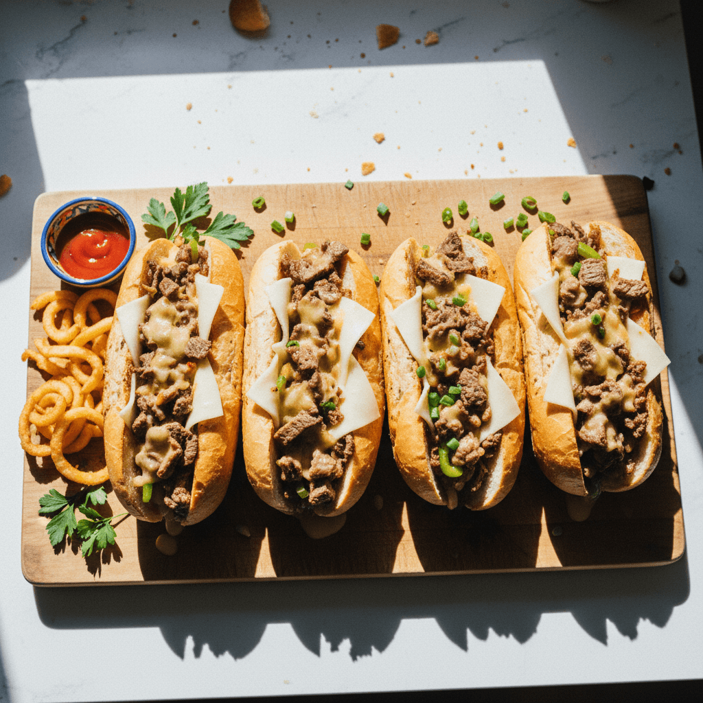 Philly Cheesesteaks with Homemade Rolls