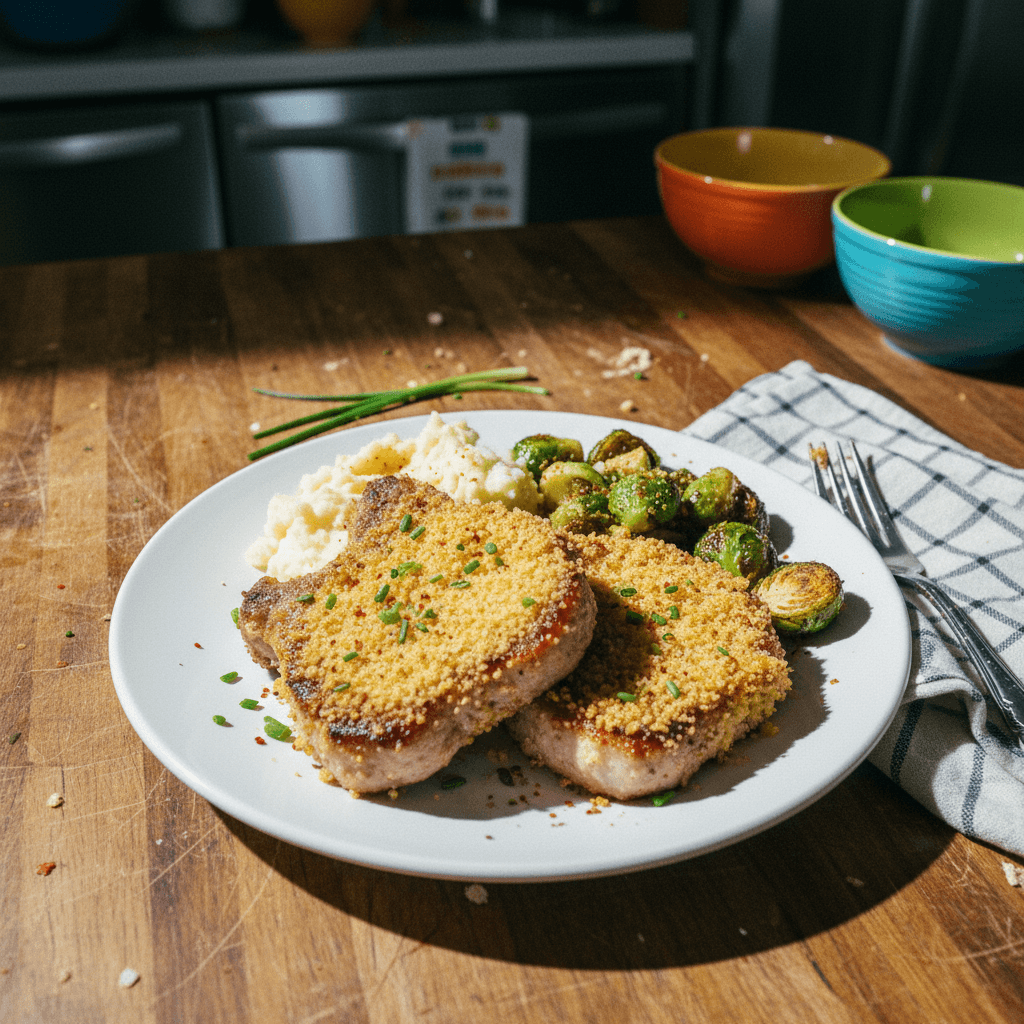 Pan-Seared Pork Chops with Cornbread Crumbs