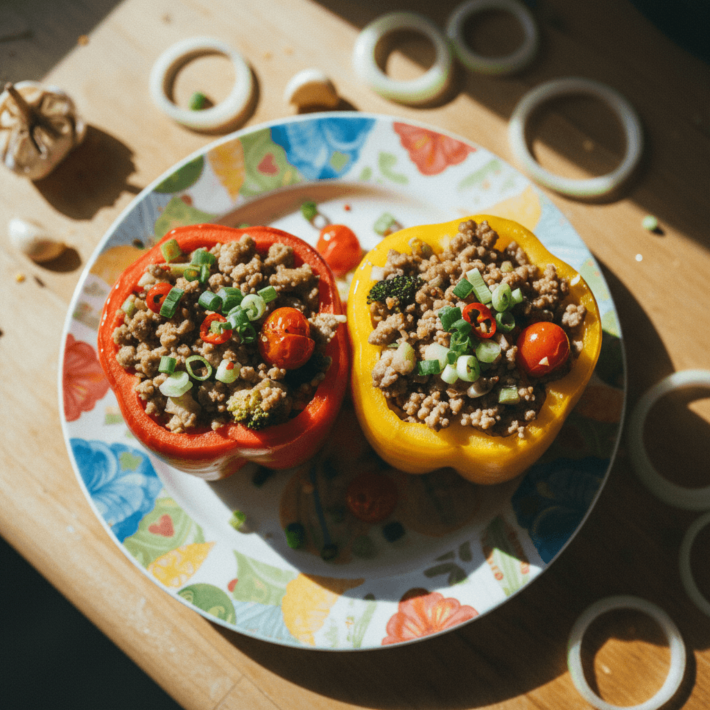 Sausage and Leek Stuffed Bell Peppers