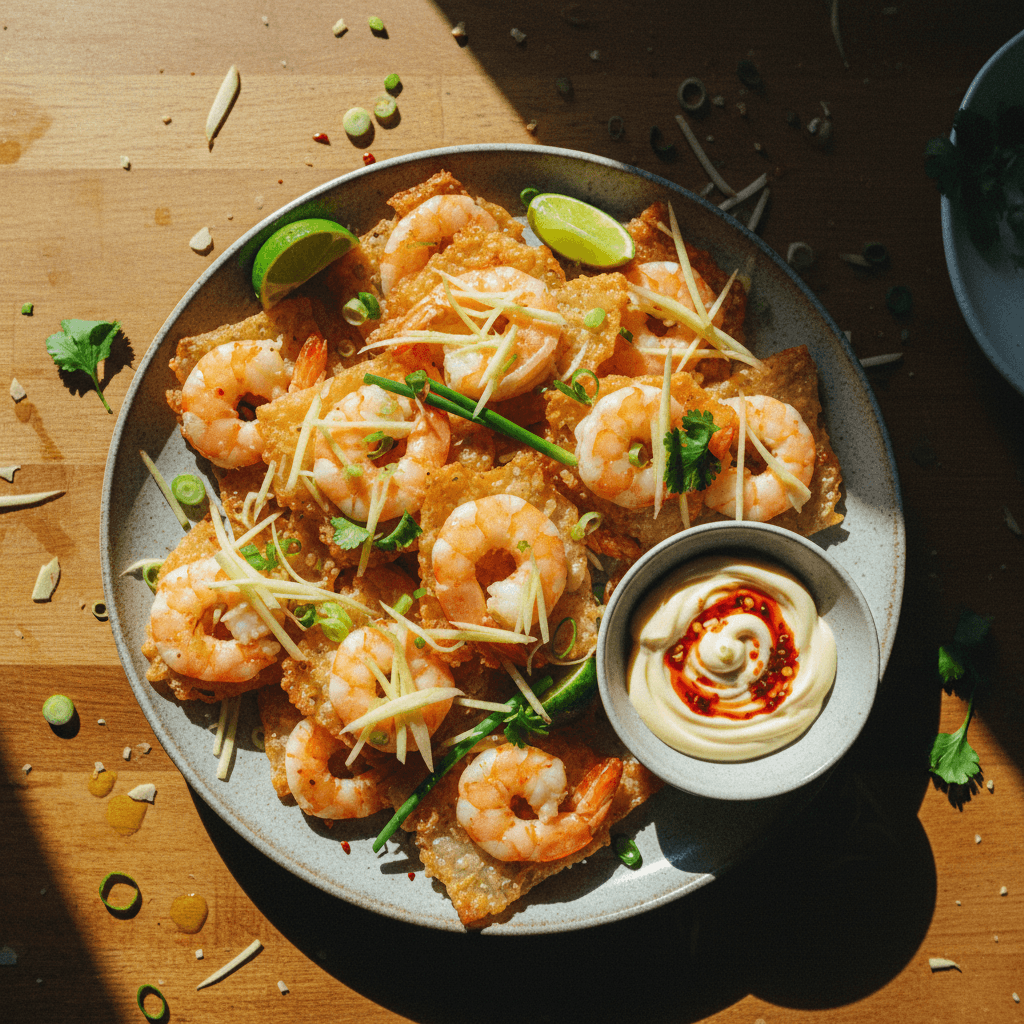 Prawn Crackers with Ginger & Spring Onion