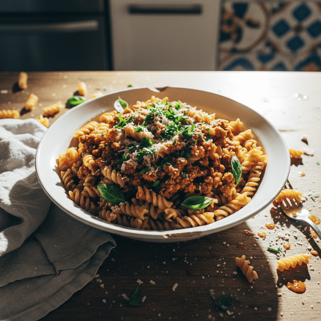 Clean Bulk Turkey Bolognese with Whole Wheat Pasta