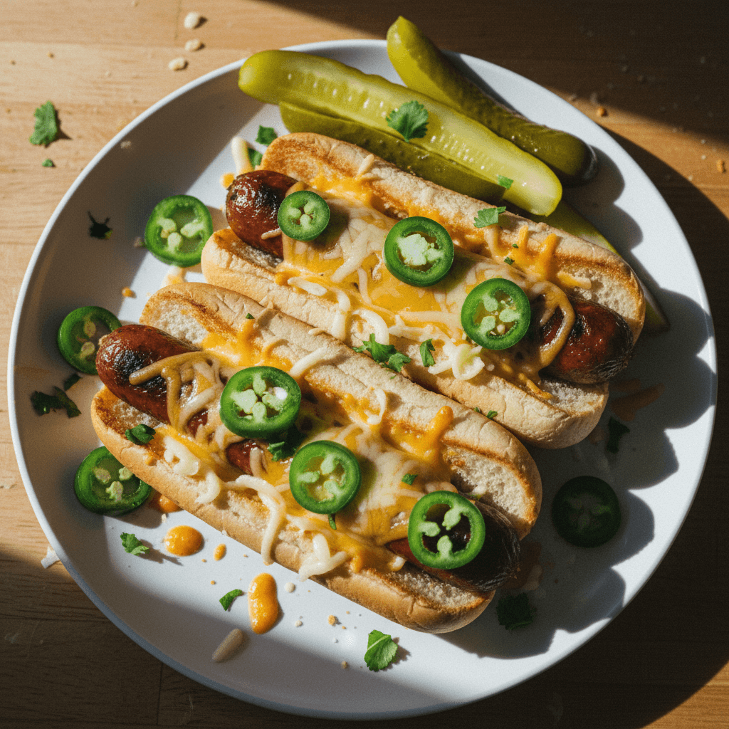 Spicy Bratwurst Melts with Jalapeños
