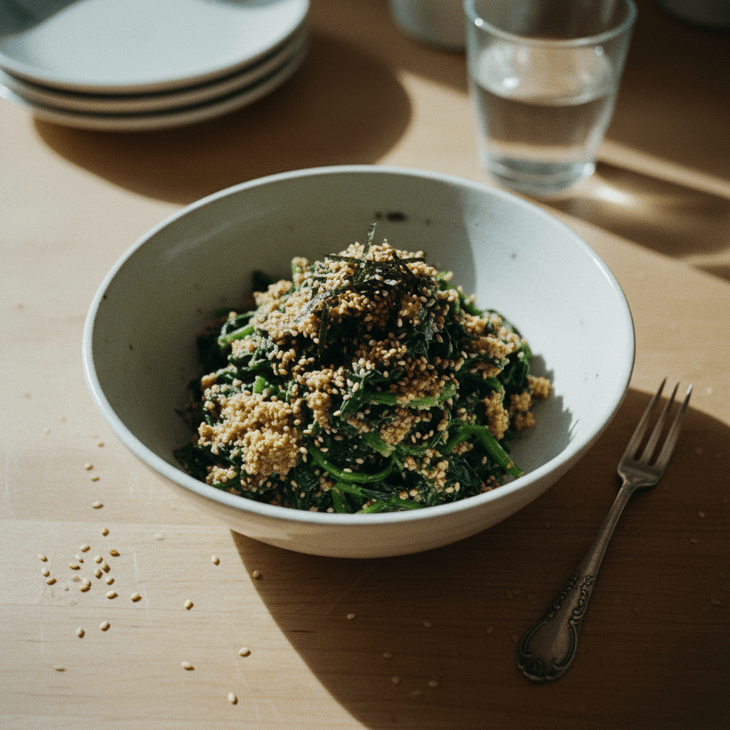 Goma Ae (Japanese Spinach with Sesame Dressing)