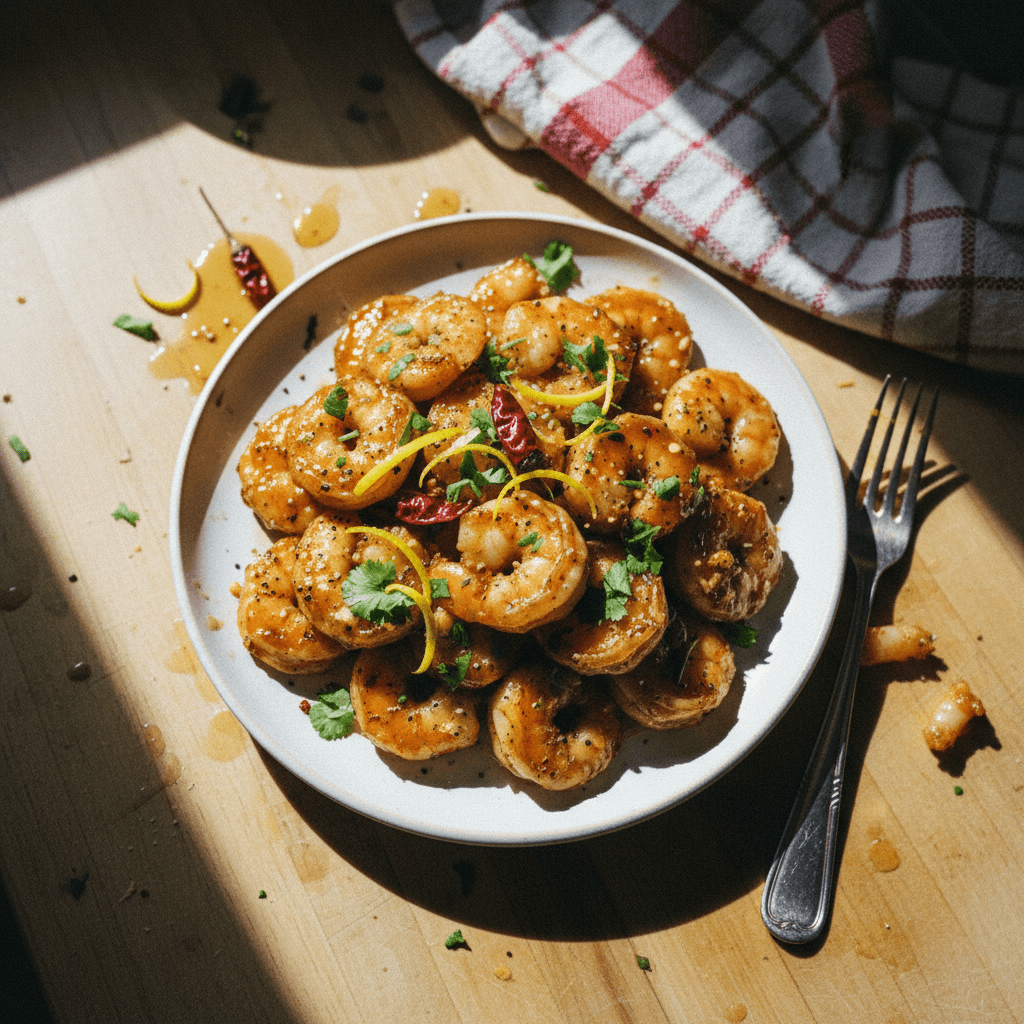 Hot Honey Lemon Pepper Shrimp