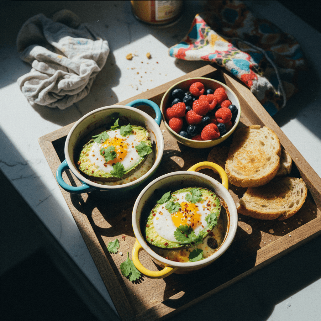 Keto Avocado and Eggs Baked in Ramekins