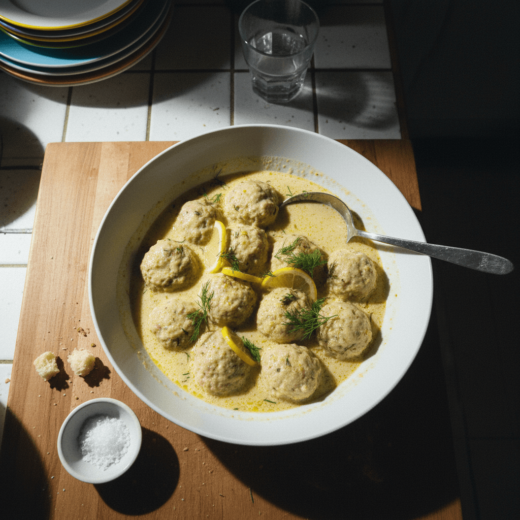 Greek Meatballs in Lemon Sauce (Youvarlakia Avgolemono)