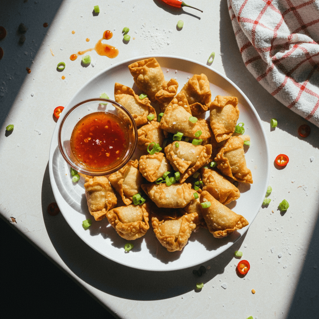 Mini Fried Wontons with Sweet Chili Sauce