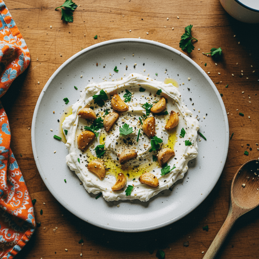 Creamy Roasted Garlic and Sesame Dip