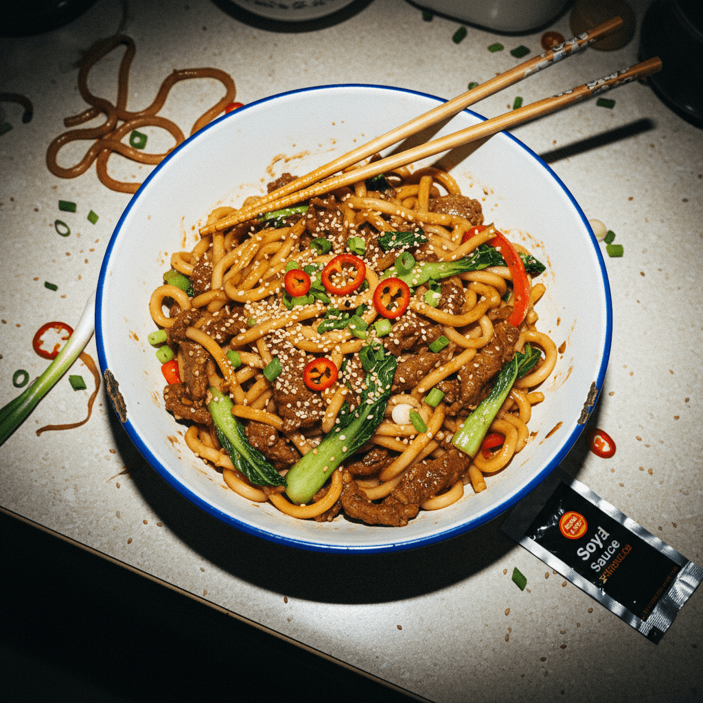 Quick Beef Shanghai Noodles Stir-Fry